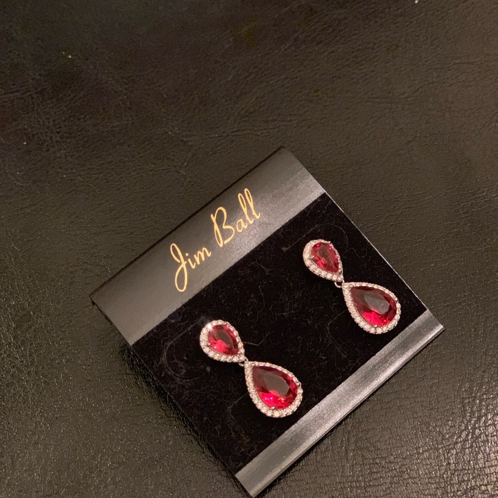 Cubic Zirconia Red Earrings